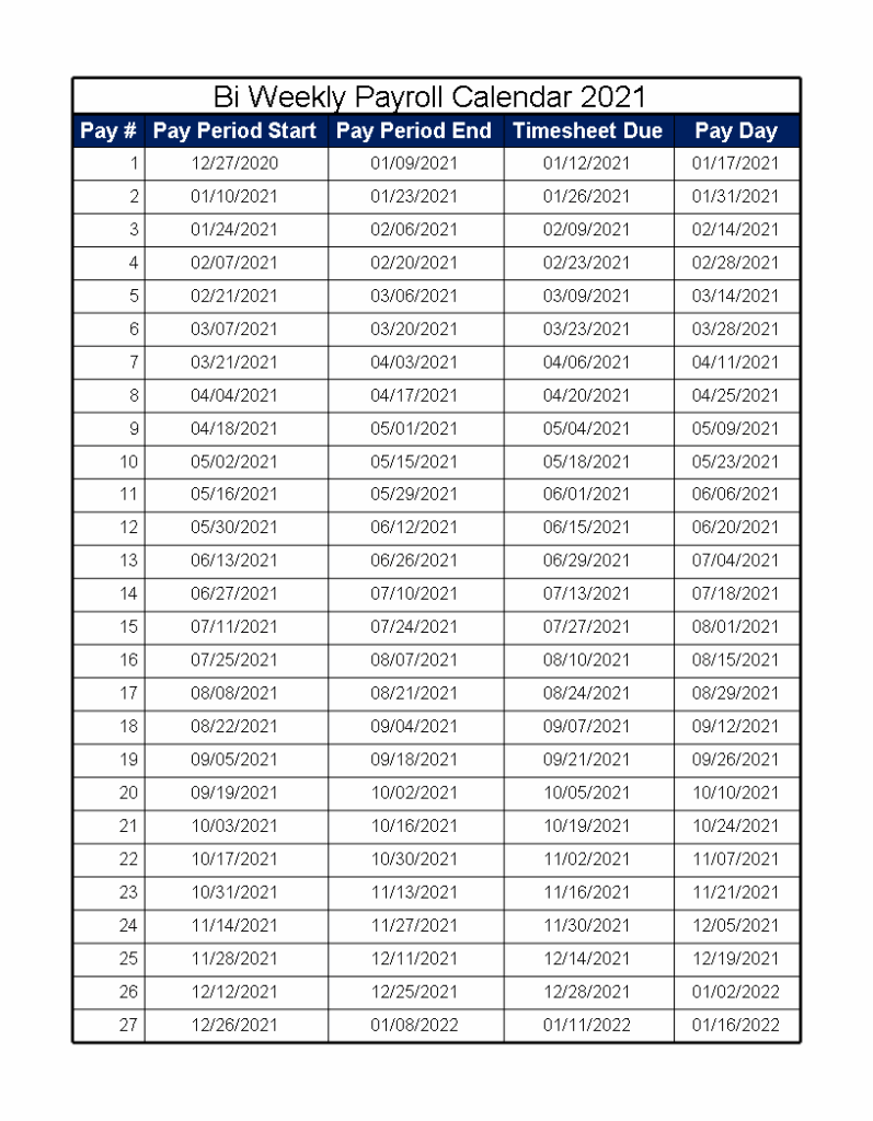 2023 Biweekly Payroll Calendar Template Excel Printable Invitation 