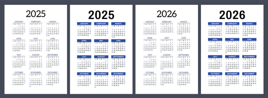 2025 2026 And 2027 Calendar Set Pocket Calender Vector Image