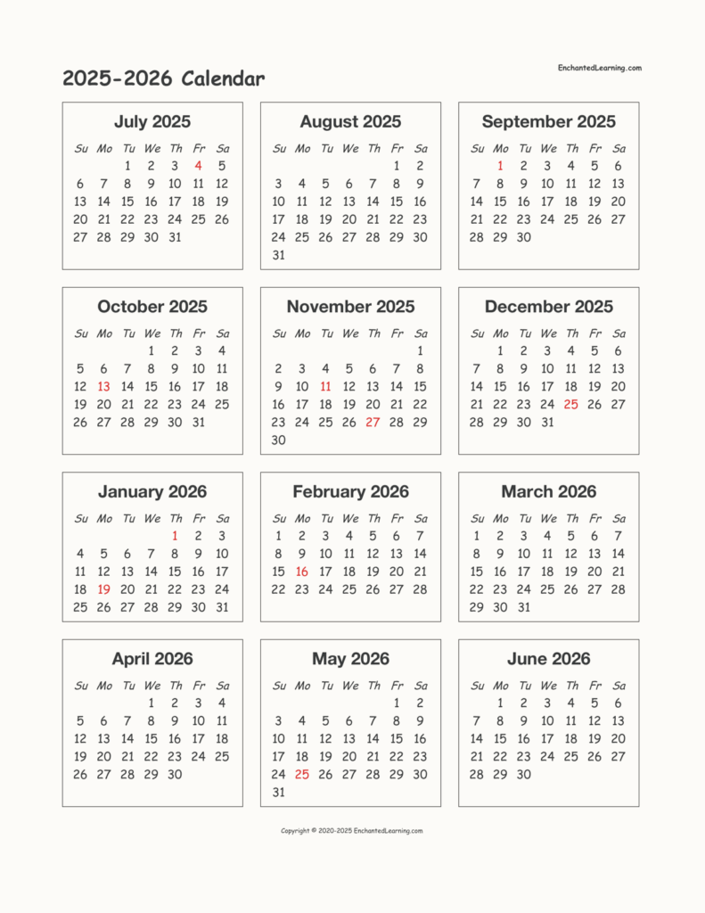 2025 And 2026 Calendar With Holidays Printable Free Printable 