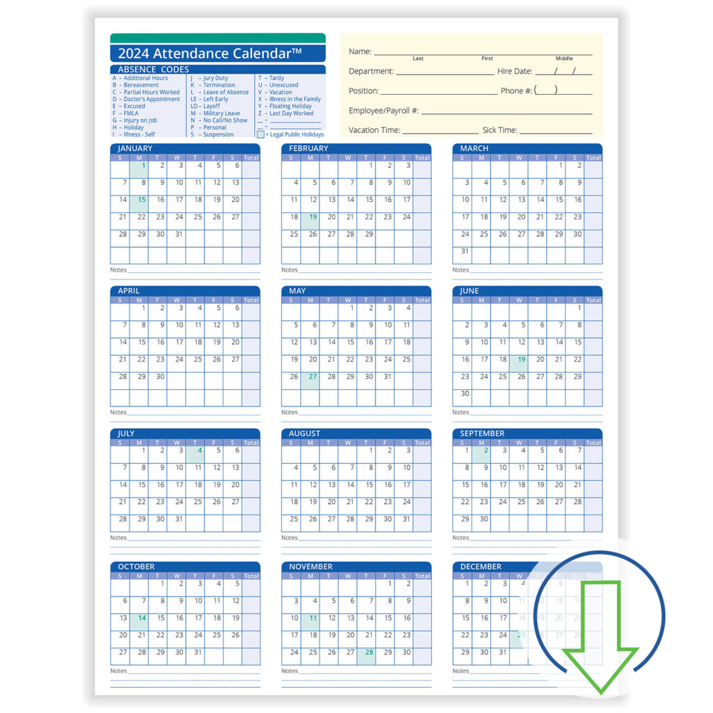 2025 Attendance Calendar Free Printable Liva T Lund