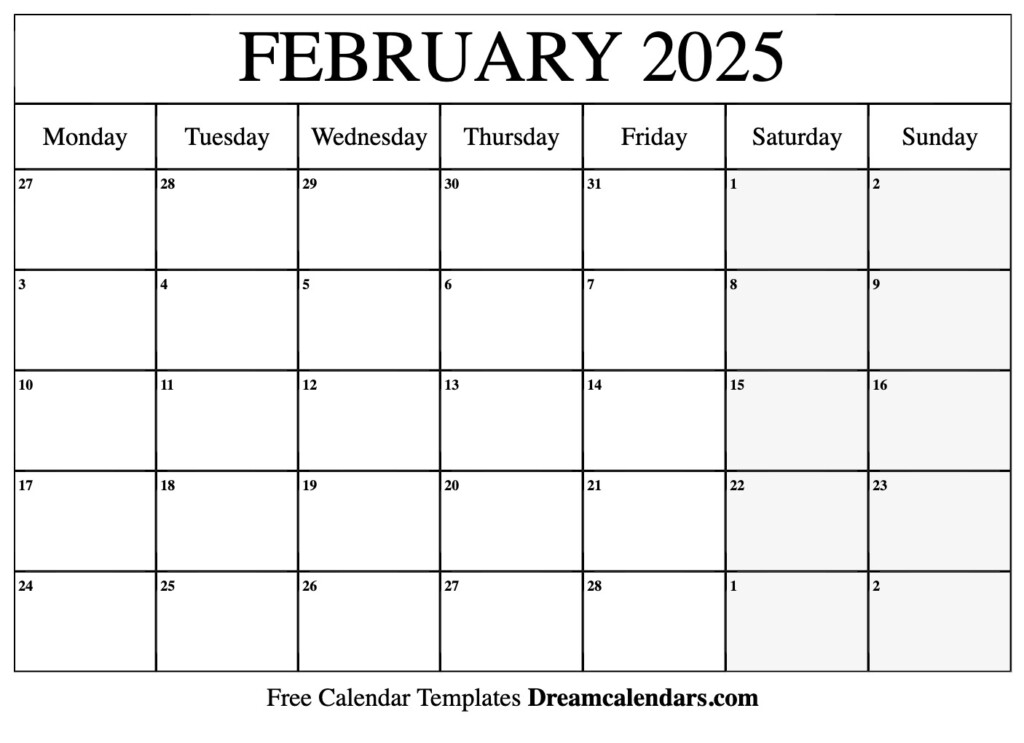 2025 February Calendar With National Holidays Holidays Printable 