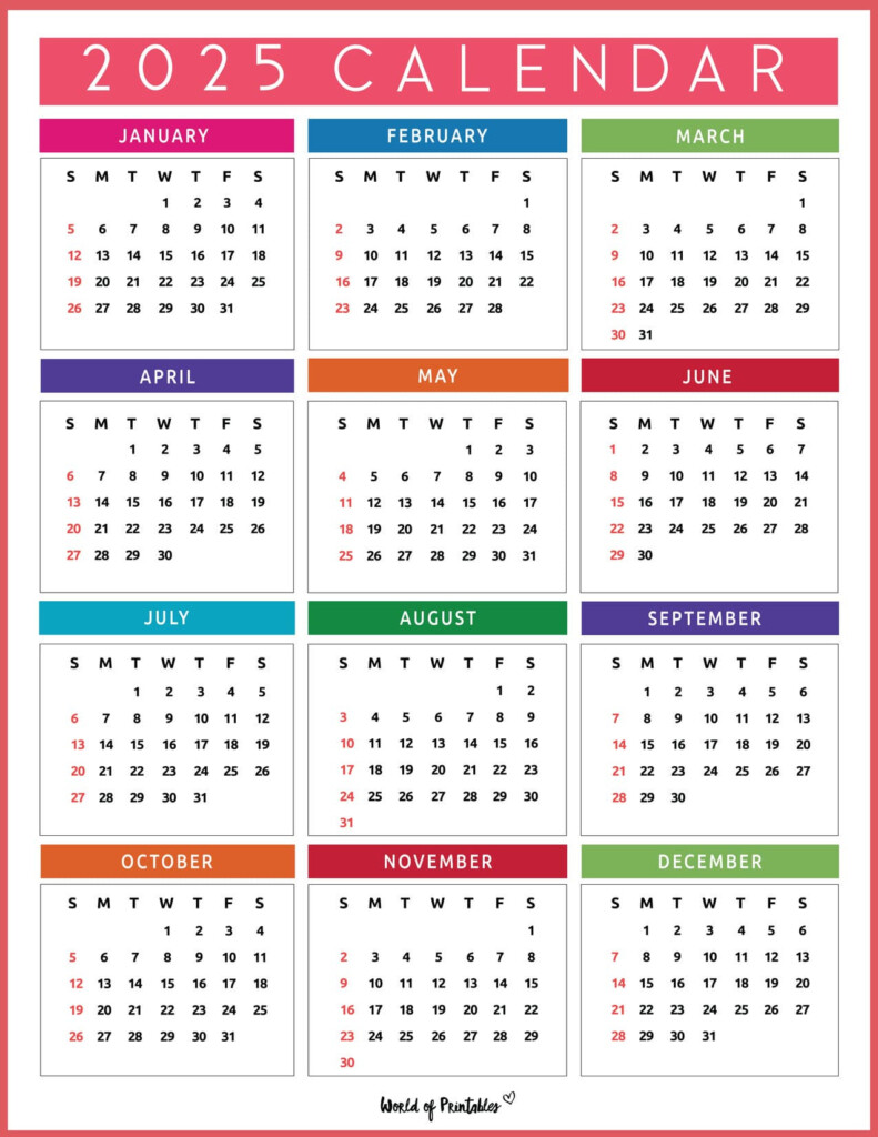 2025 Printable Annual Calendar Calendar 2025