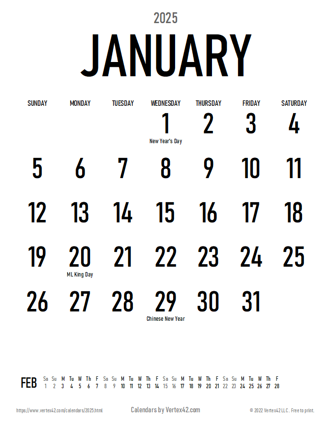 2025 Printable Calendar Free Full Page Vertex 2025 Finest Magnificent 