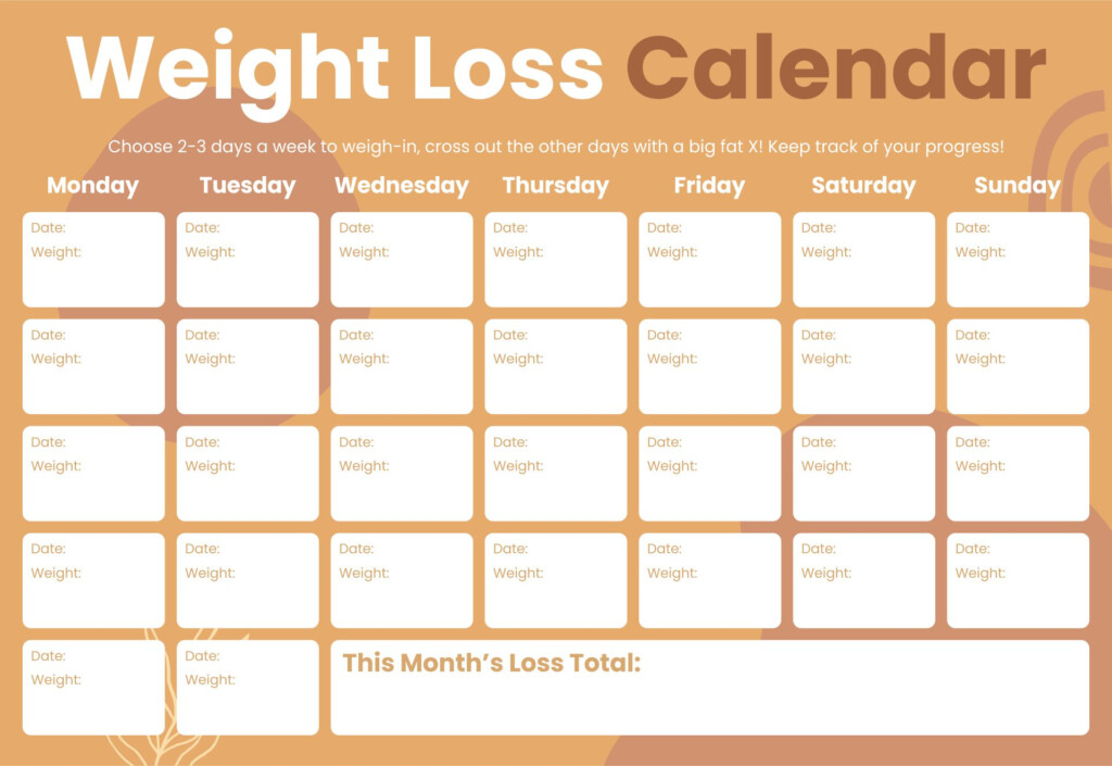2025 Weight Loss Calendar Template Poppy Carington