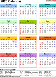 2026 Calendar Free Printable PDF Templates Calendarpedia