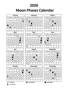 2026 Printable Moon Calendar Lunar Calendar For Different Time Zone