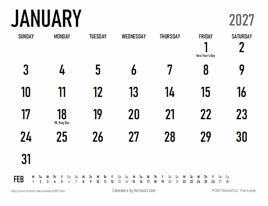 2027 Calendar Templates And Images