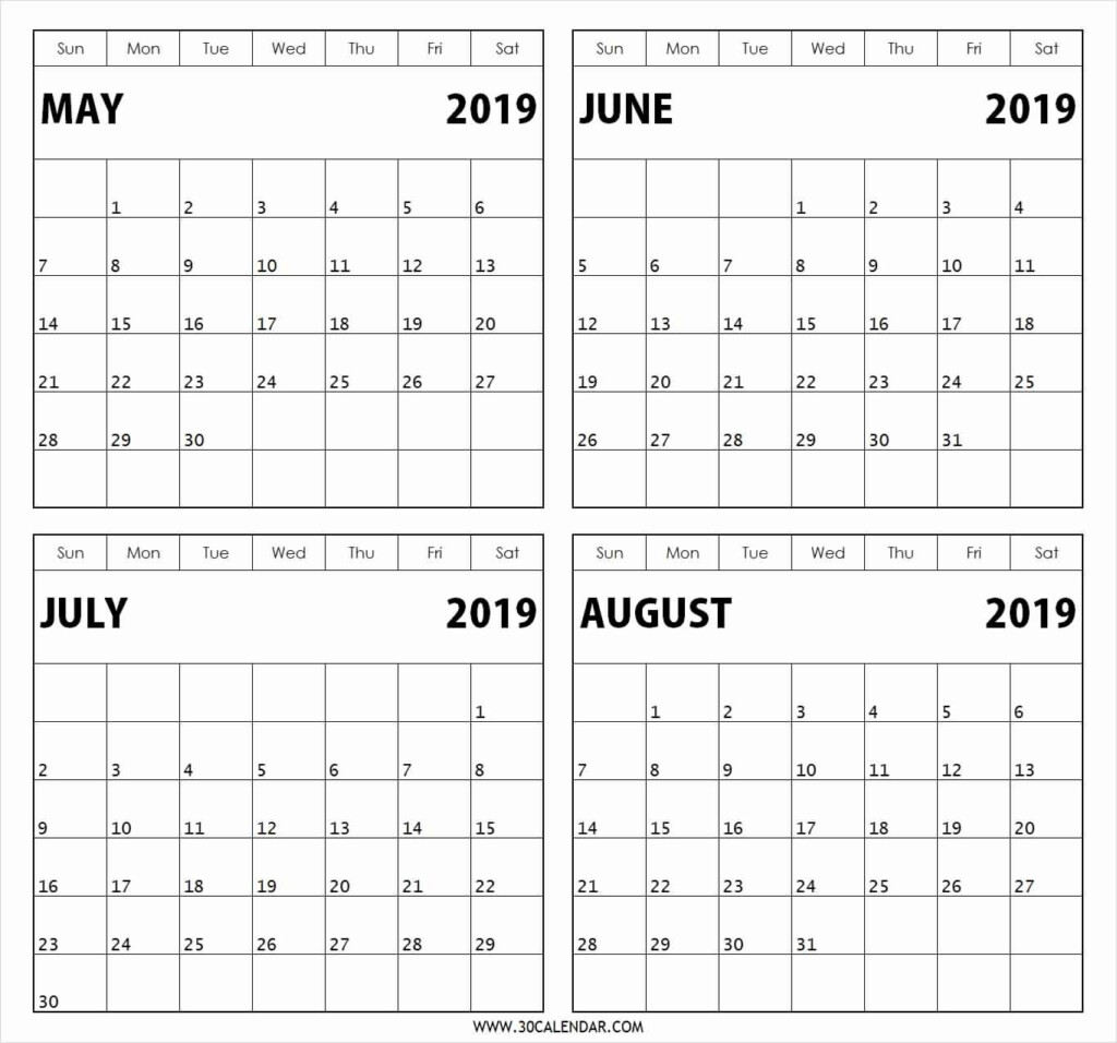4 Month Printable Calendar Printable Templates