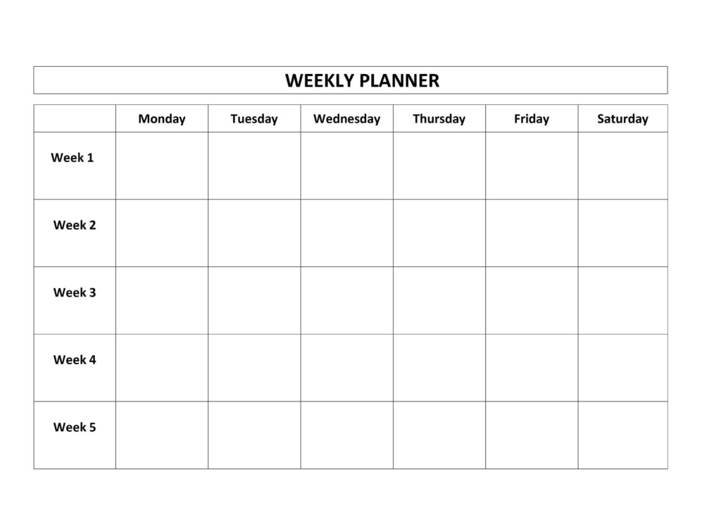 5 Day Printable Calendar