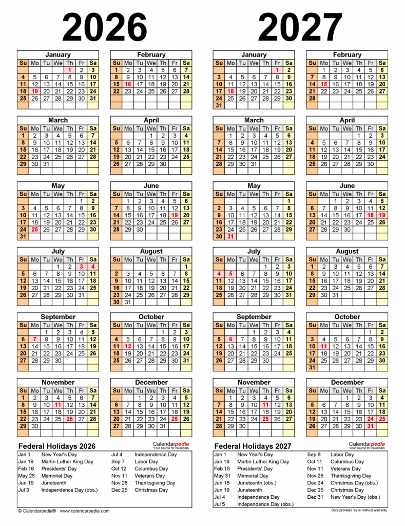 A Comprehensive Overview Of The Calendar Year 2026 2027 Thersa J Akers