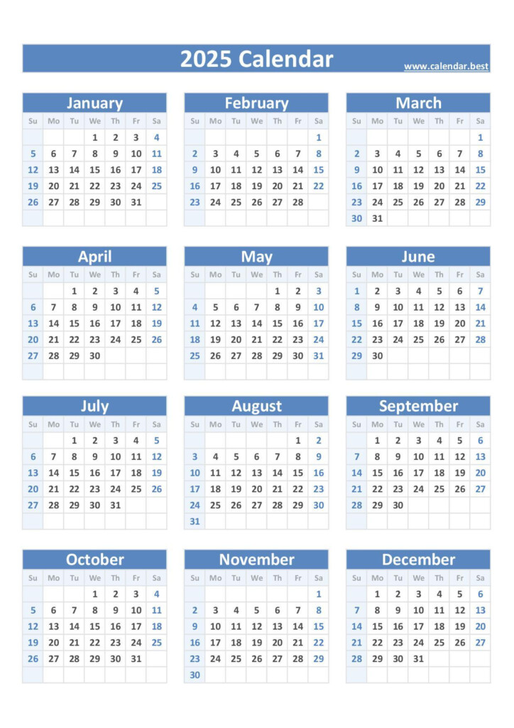 A4 Calendar Template 2025 Nathan Birdwood J 