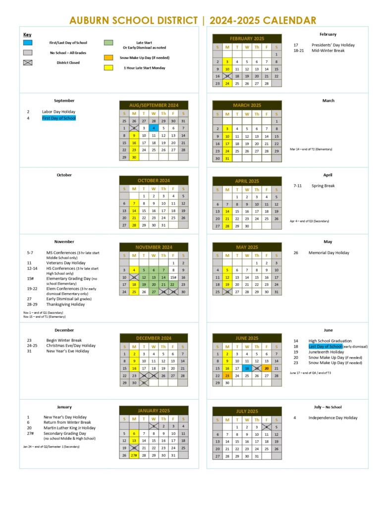 Auburn High School Calendar 2025 2026 Academic Year 