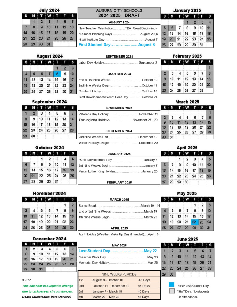 Auburn High School Calendar 2025 2026 Academic Year 