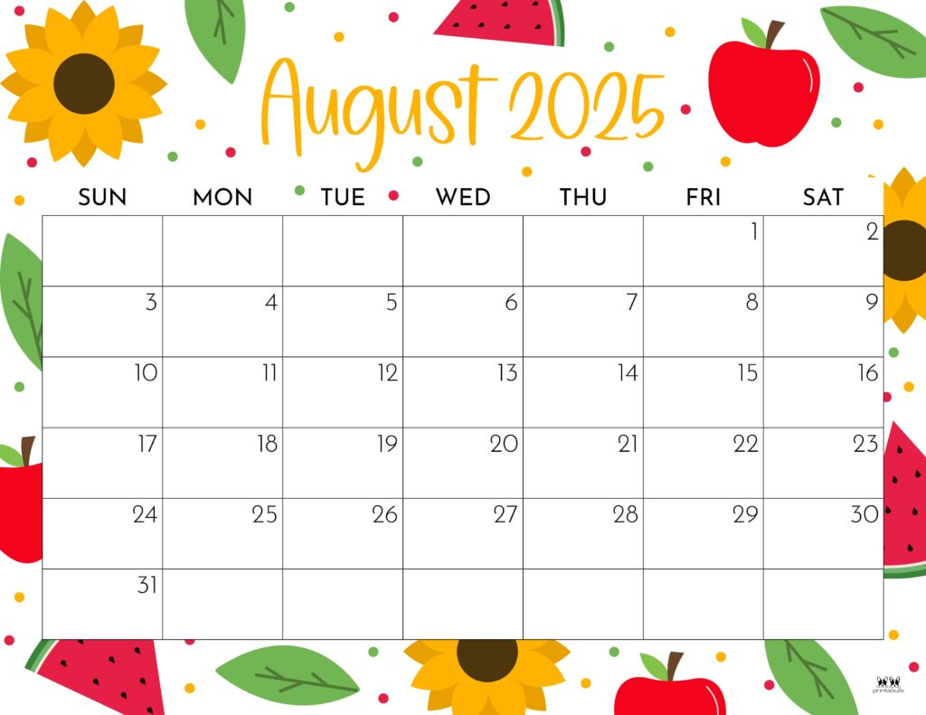 Blank Calendar August 2025 June 2025