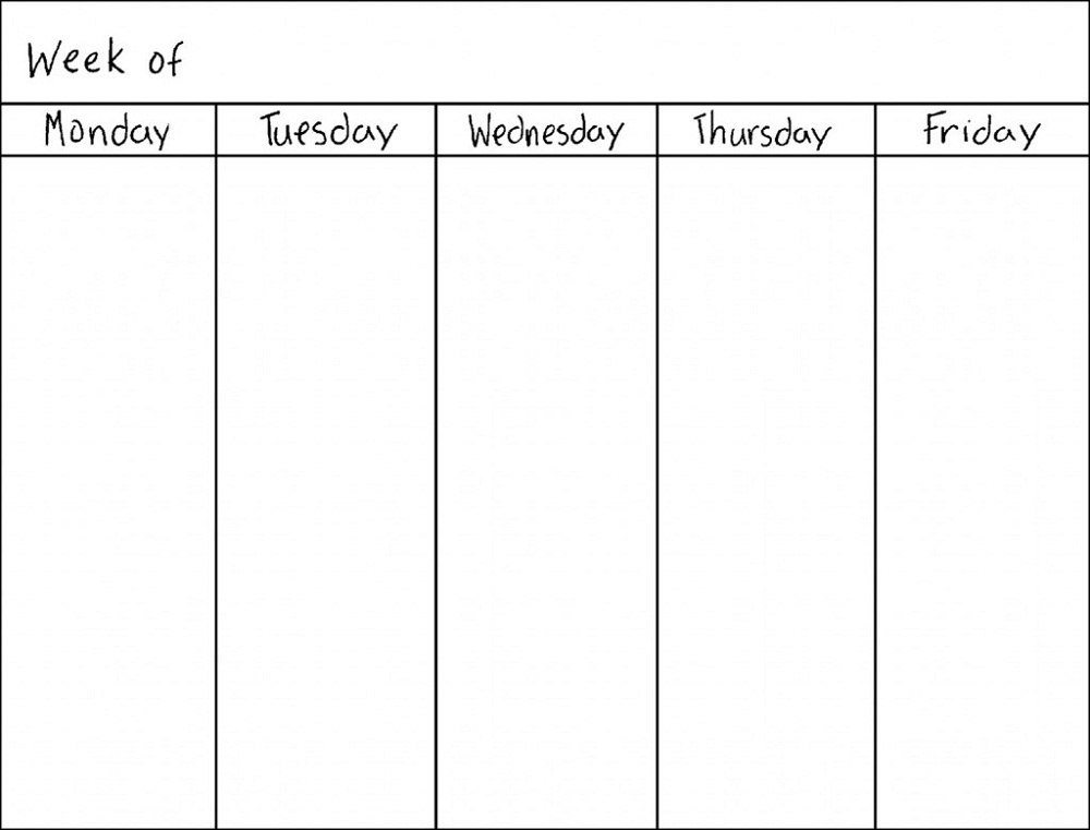 Blank Calendar Days Of Week Printable