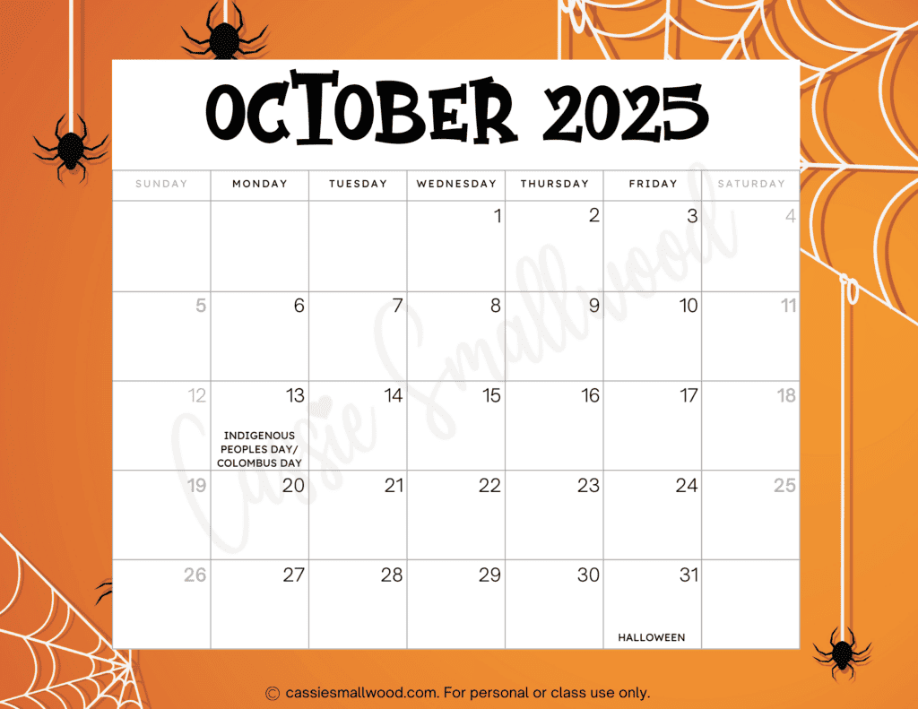 Calendar With Holidays October 2025 Silas Sutton