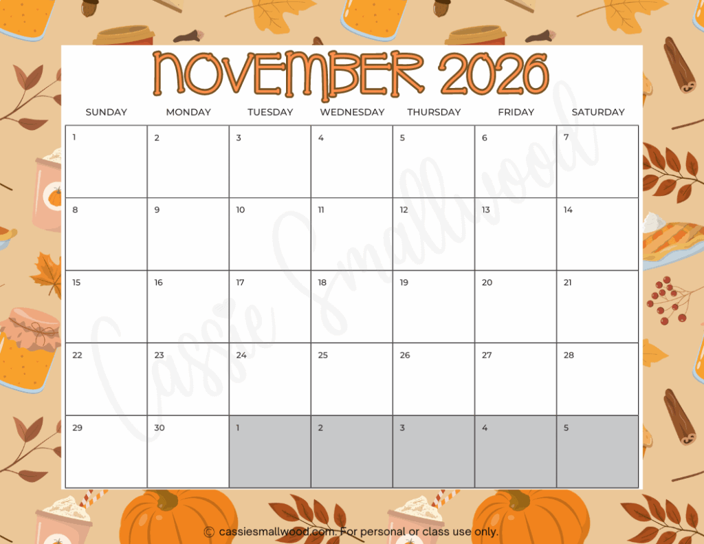 Cute Free Printable 2026 Monthly Calendar Cassie Smallwood
