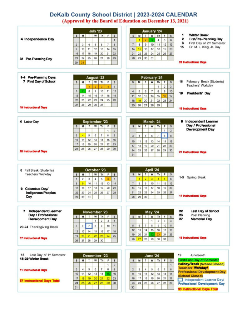 DeKalb County School District Calendar Holidays 2023 2024