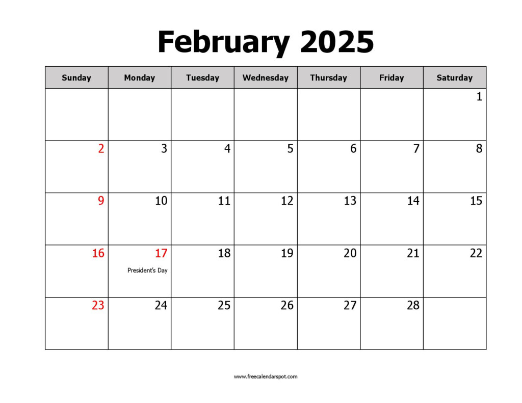 Free February 2025 Calendar Printable PDF Word