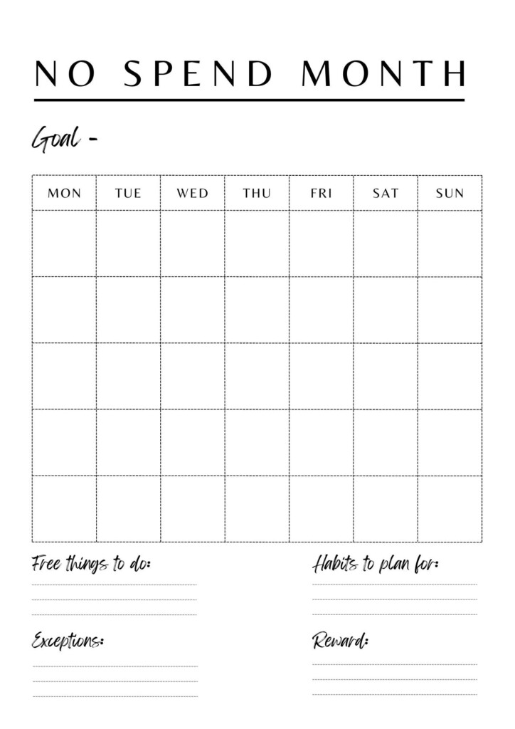 Free No Spend Calendar