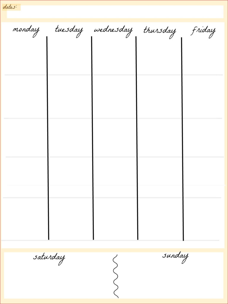 Free Printable Blank 5 Day Calendar