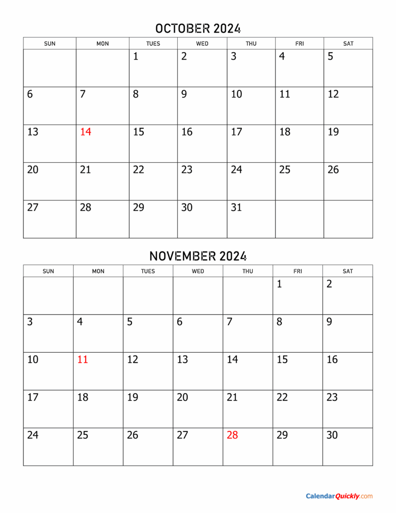 Free Printable Calendar 2024 Monthly October November Polly Camellia