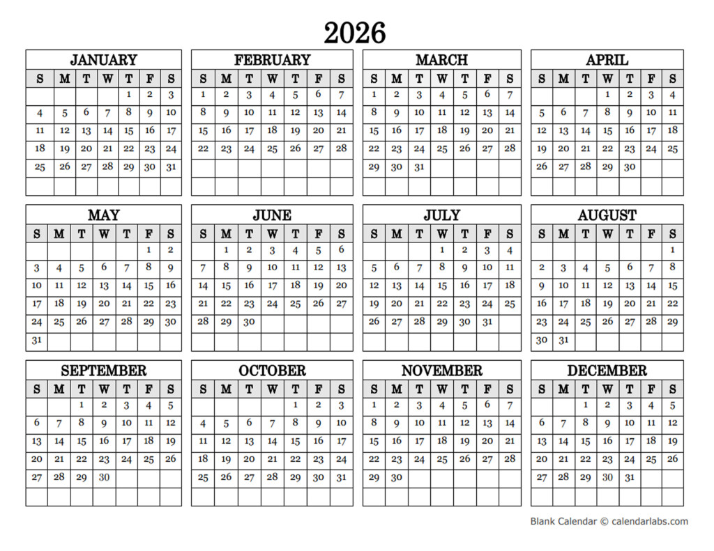 Free Printable Yearly Calendar 2026 Kenneth Kruse