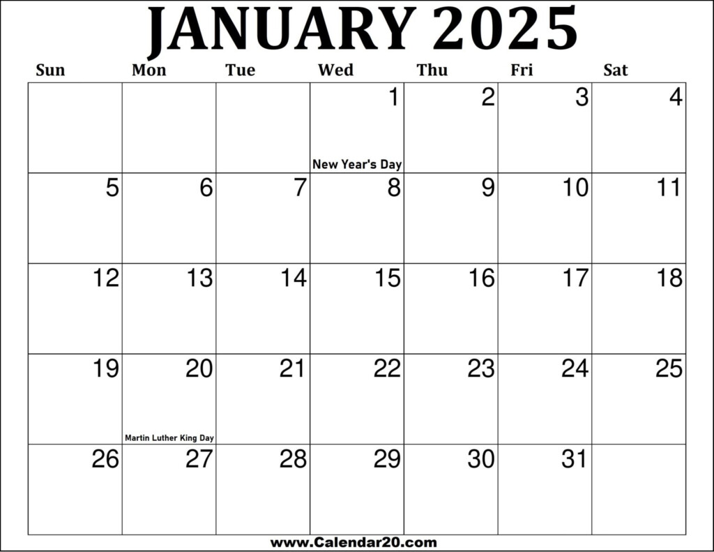 January 2025 Calendar Printable Wiki 2025 Rorie Chiquita