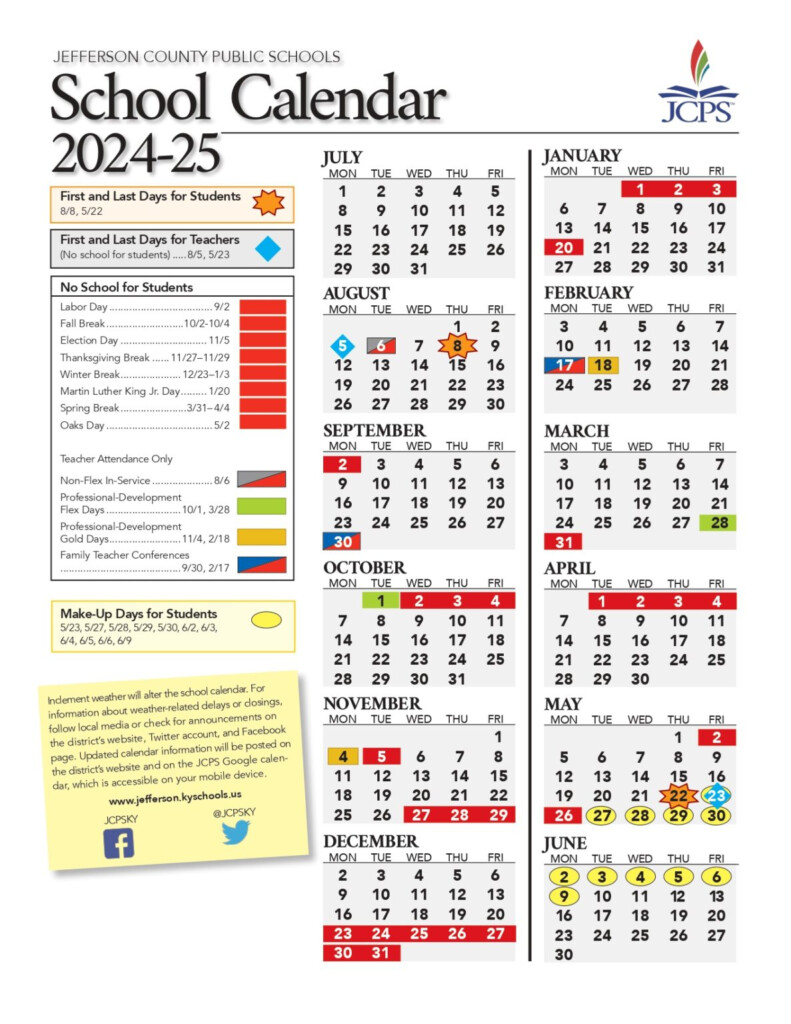 Jefferson County Public Schools Calendar 2024 2025 PDF 