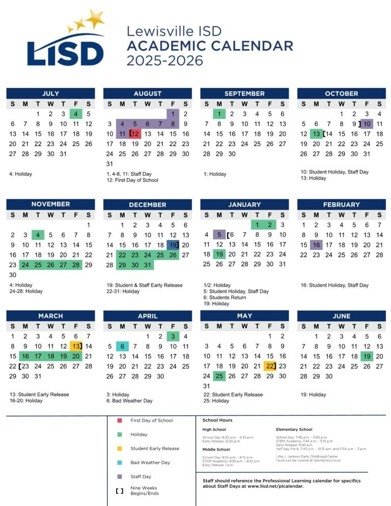 Lewisville ISD School Calendar 25 26 PDF EduCounty