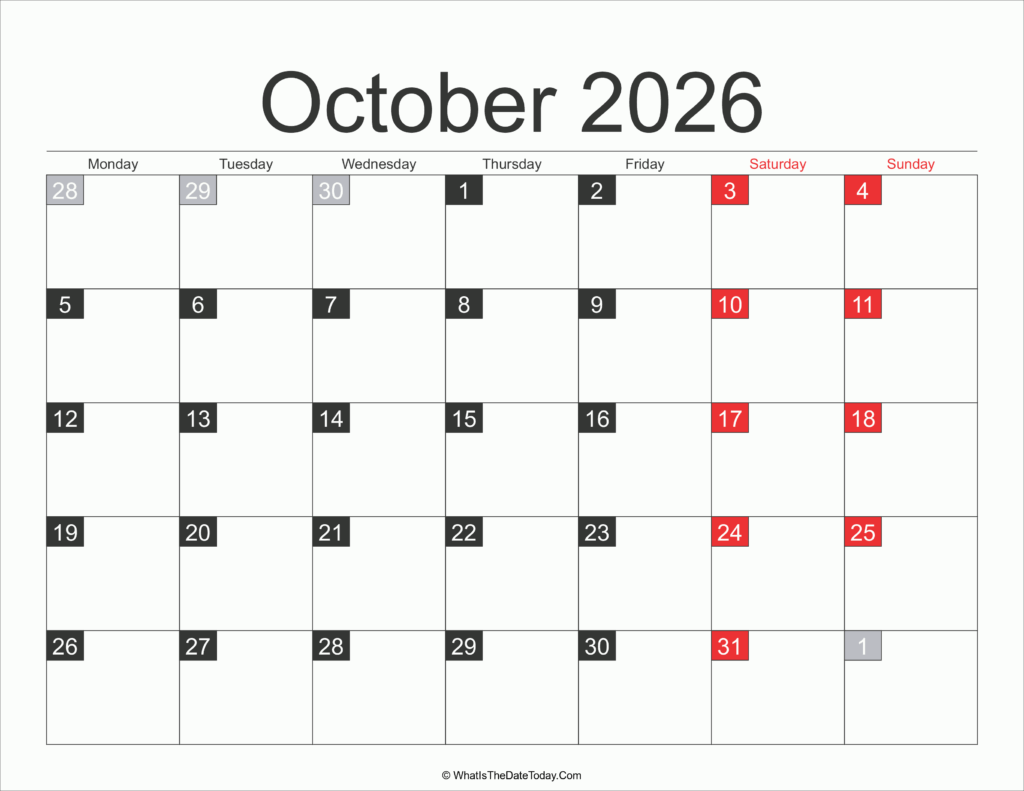 Navigating Time A Comprehensive Guide To October 2026 Calendars Lola 