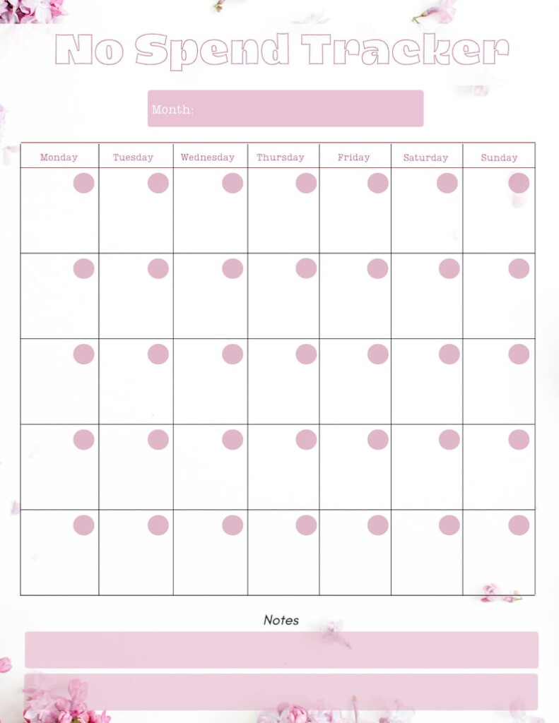 No Spend Tracker Calendar printable No Spend Challenge No Spend 