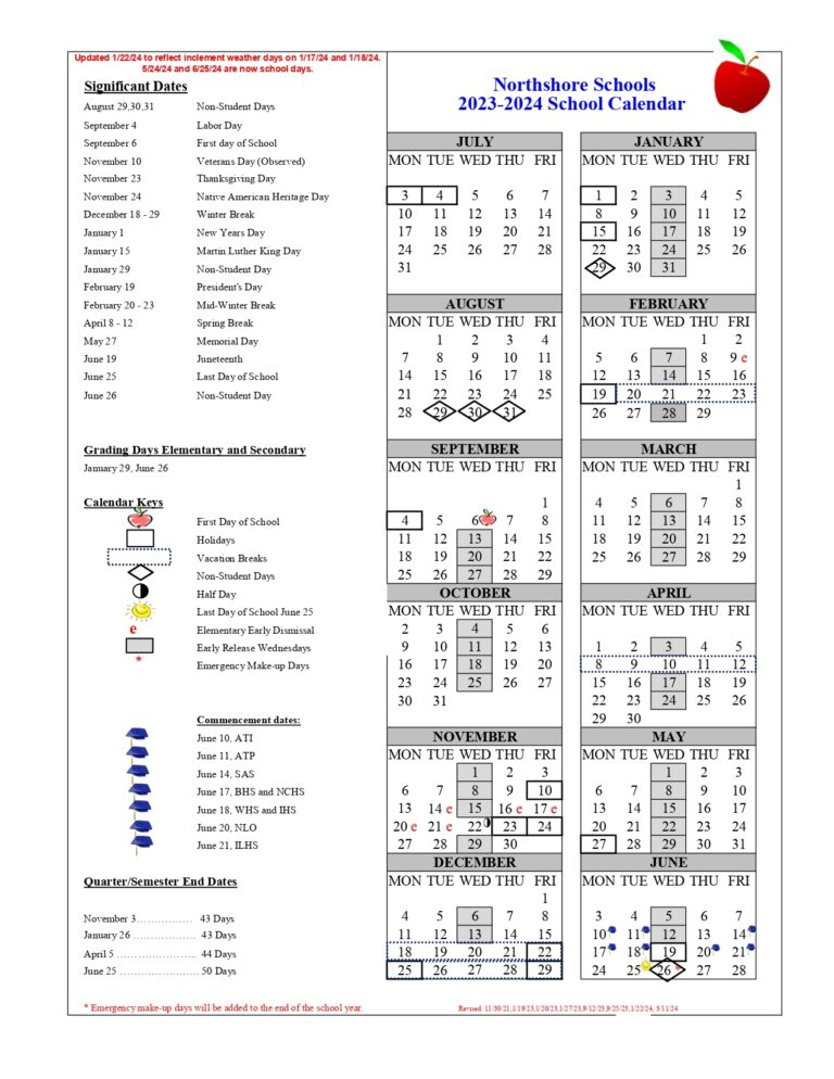 Northshore School District Calendar 2024 2025 Year Dates 