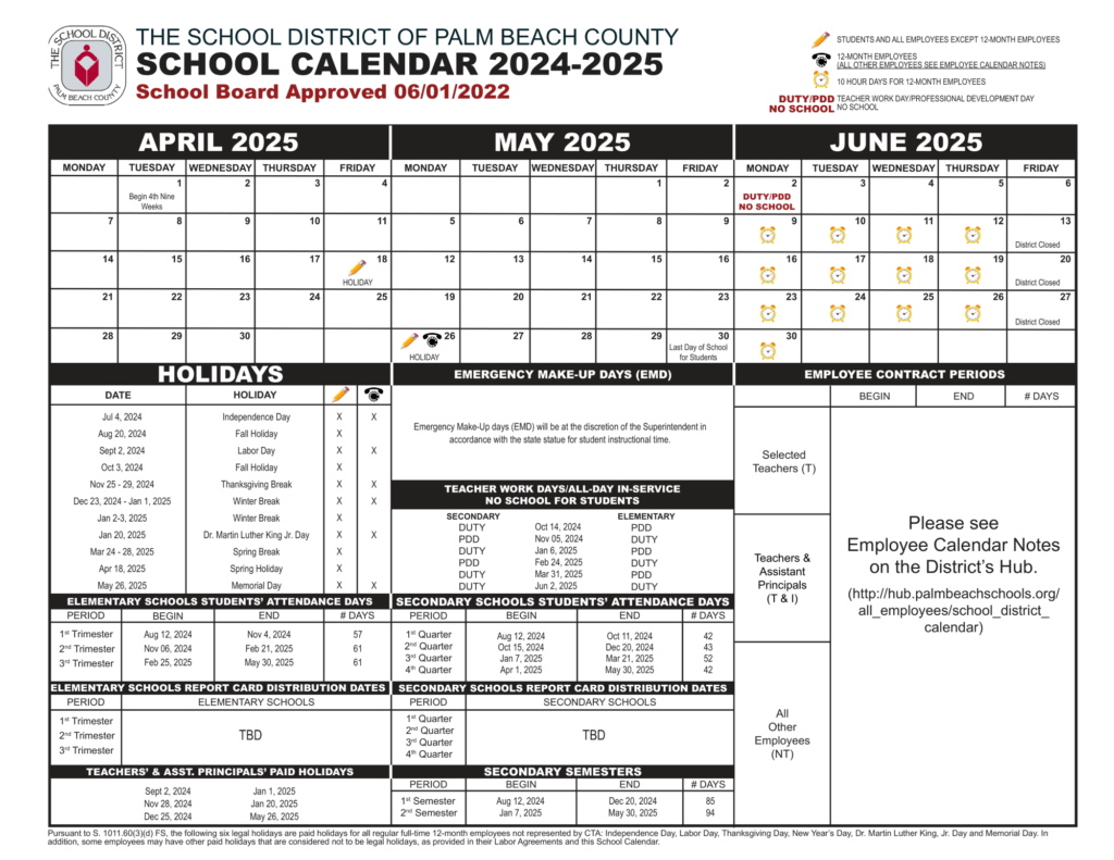 Palm Beach County School Calendar 2024 2025