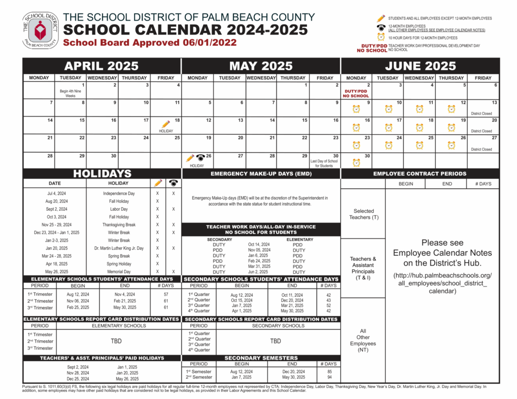 Palm Beach County School Calendar 2024 2025