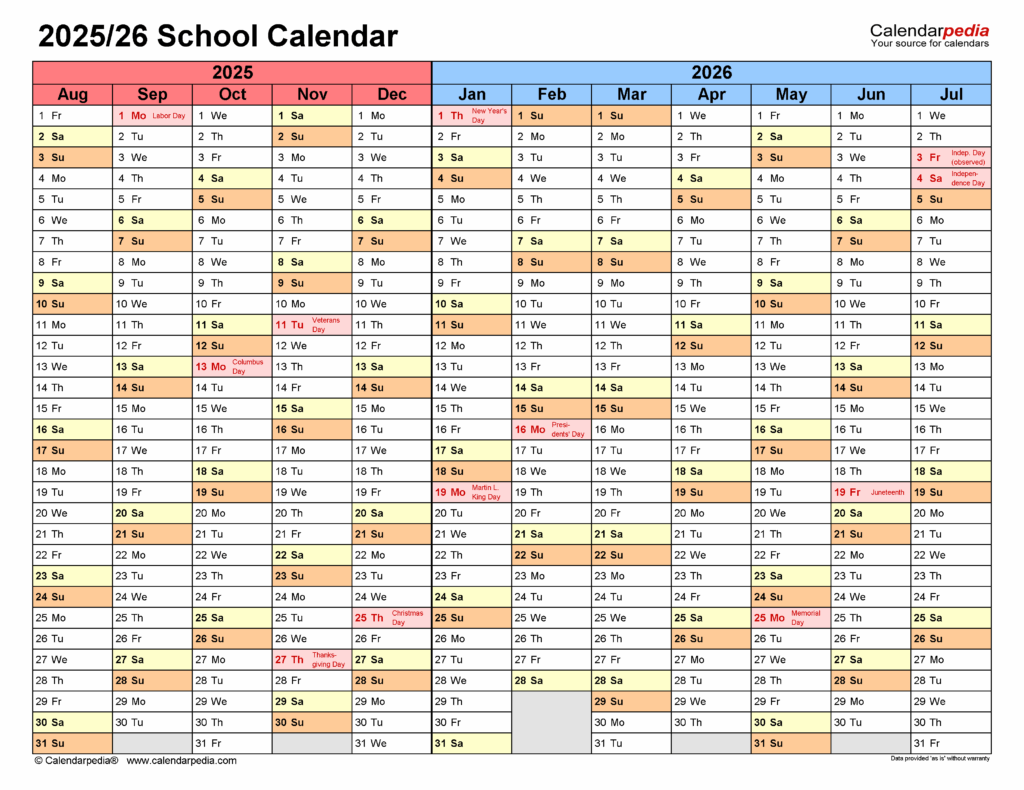 Printable Calendar School Year 2025 2026 Tilde M Lassen