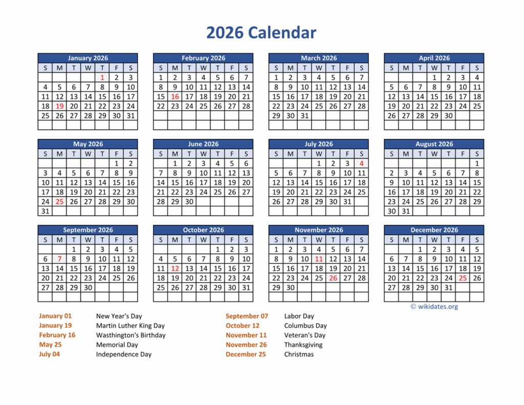 Usa Public Holidays 2026 Calendar Nanna T Johansen