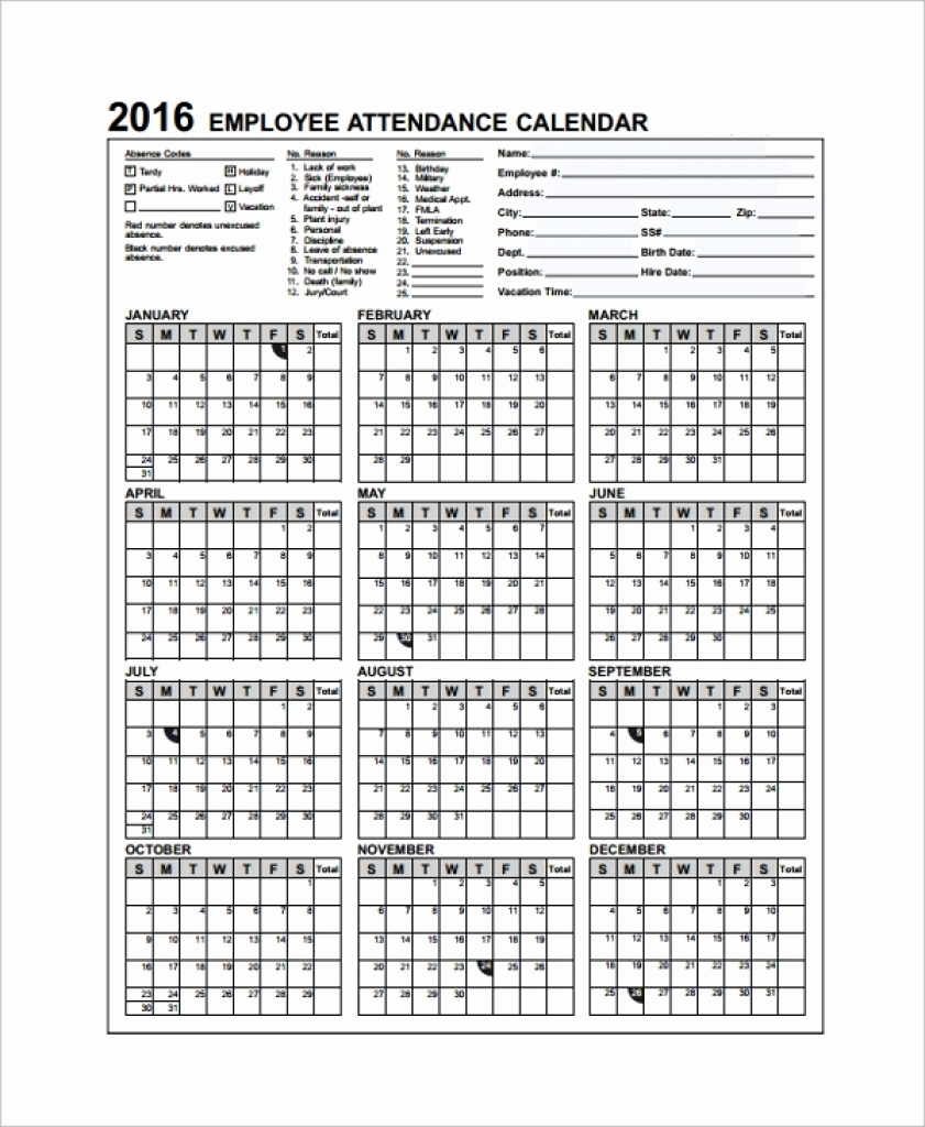 Yearly Absence Calendar 2025 Alice L Hentze