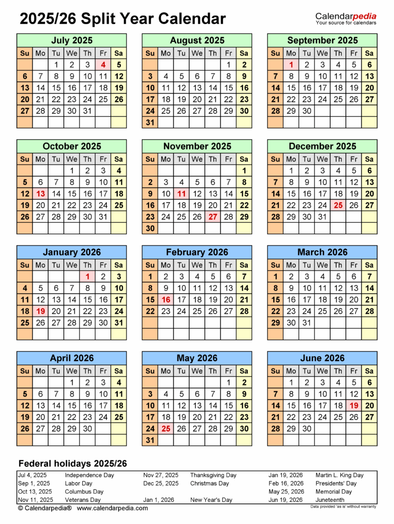 Yearly Calendar July 2025 To June 2026 Seth Rubinstein